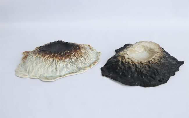 coleccion de platos volcan en porcelana esmaltada